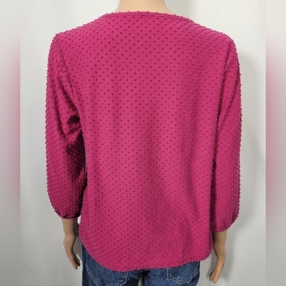 J. Crew Long Sleeve Polka Dot Pink Top - Picture 6 of 12